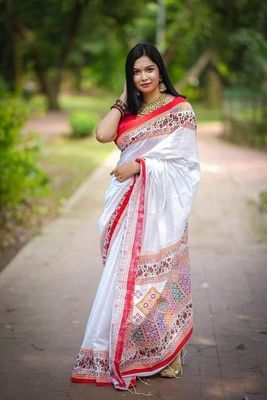 উৎসব কালেকশন – হাফ সিল্ক স্কিন প্রিন্ট শাড়ি (লাল পাড়)🔥_img_1