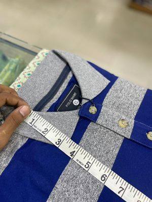 Navy Blue Grey Striped Polo T-Shirt | 210 GSM Premium Piqué Cotton | Slim Fit | Palli_img_3