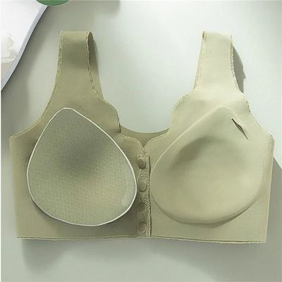 Large Size Maternity Seamless Bra with Lace Detailing Comfortable Stylish Lace Front Button Wireless Removable Padded Pushup Bra Top_img_7