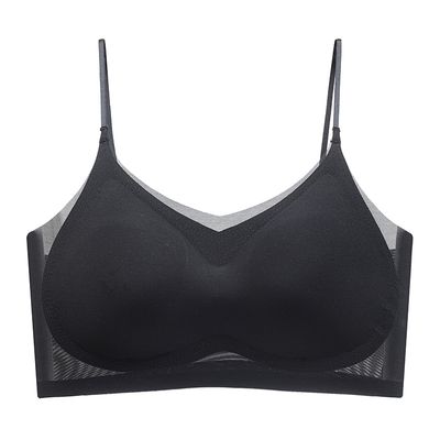 Ultra Thin Ice Silk Seamless Underwear Women Plus Size Sexy Top Soft Breathable Wireless Solid Lingerie Gathered Invisible Padded Bra_img_6