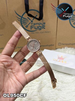 OLEVS 5887 Ladies Mesh Chain Watch- Rose Golden Dial- Rose Golden Bezel- Rose Golden Chain- TF Code OL950CF_img_9