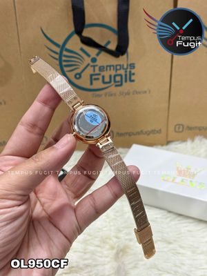 OLEVS 5887 Ladies Mesh Chain Watch- Rose Golden Dial- Rose Golden Bezel- Rose Golden Chain- TF Code OL950CF_img_13