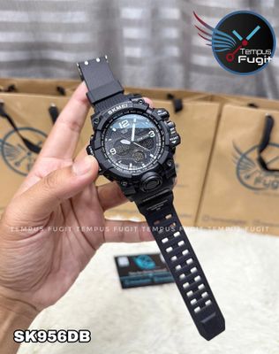 SKMEI 1155 Analogue+Digital Silicone Strap Sports Watch- Black Dial- Black Bezel- Black Strap- TF Code SK956DB_img_7