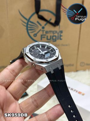 SKMEI 2243 Analogue+Digital Silicone Strap Sports Watch- Black Dial with White Markings- Silver Bezel- Black Strap- TF Code SK959DB_img_11