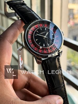 HERYI CASINO ROULETTE BLACK LEATHER SILVER CASE BLACK DIAL_img_0