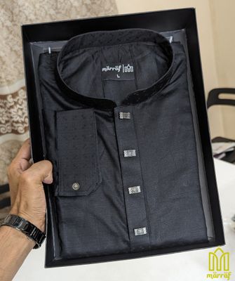 Luxe Solid Black Panjabi_img_3