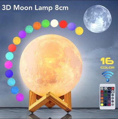 Rechargeable 3D Moon Lamp With Remote 8cm_img_0