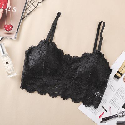Fashion Women Lace Flower Bras Top Comfortable Bralette Solid Color Sexy Underwear Vest Seamless Bra_img_2