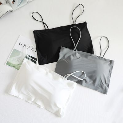 Ice Silk Crop Tops For Women Soft No Wire One-Piece Brassiere Seamless Beauty Bra Summer Wrap Chest Female Lingberries Bandeau Top_img_1