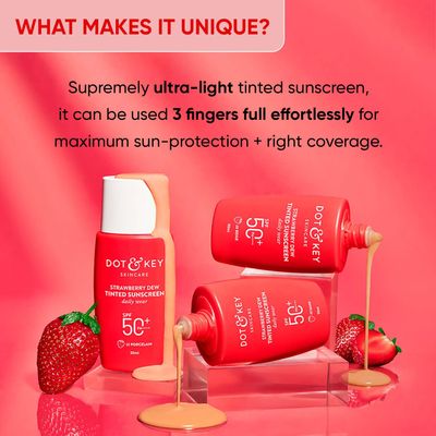 Dot & Key Strawberry Dew Tinted Sunscreen SPF 50+ Pa++++ - 01 Porcelain (50ml)_img_1