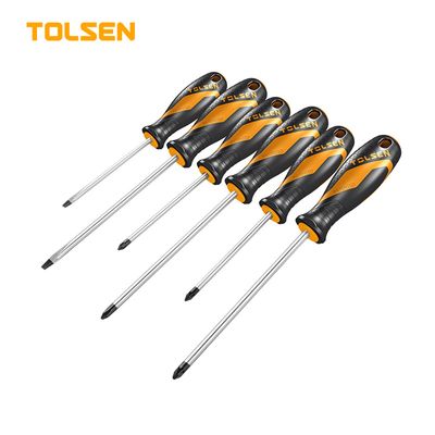 TOLSEN 6Pcs Anti-Slip Grip Magnetized Flat Phillips Pozidrive Screwdriver Set Model 20014_img_0