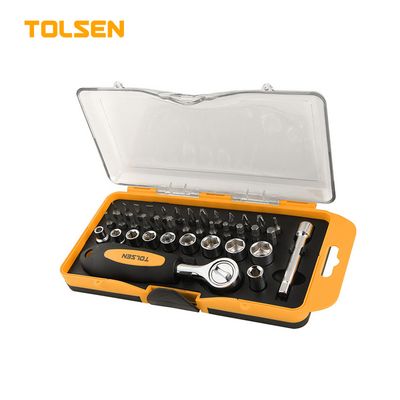 TOLSEN 38pcs Bit & Ratchet Socket Set (1/4" Drive) TPR Handle 20035_img_0