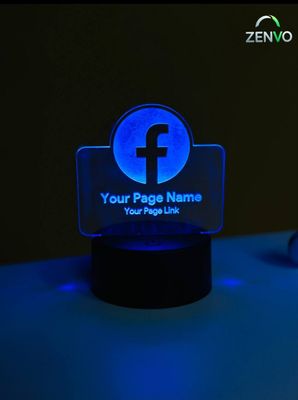 Customizable Facebook Logo Design Acrylic Multicolor Night Lamp – White_img_0