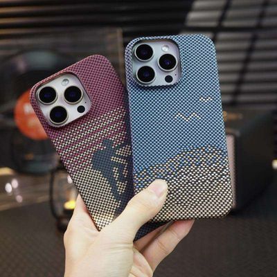 Luxury kevlar Carbon Fiber Texture Case for iPhone iPhone Case Ultra Thin light Aramid Fiber PC Cover_img_4