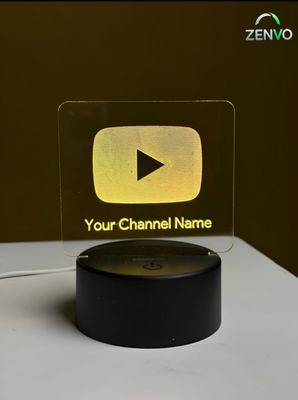 Customizable Youtube Logo Design Acrylic Multicolor Night Lamp – Black_img_0