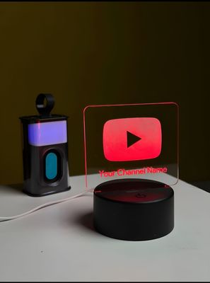 Customizable Youtube Logo Design Acrylic Multicolor Night Lamp – Black_img_1