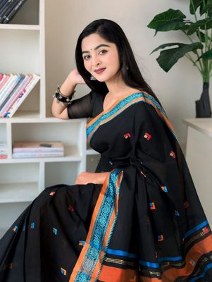 Handloom black blue par saree_img_2