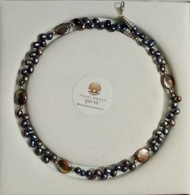 One layer Sea Blue Pearl necklace_img_0