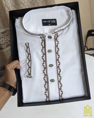 Classic White Cotton Panjabi with Elegant Embroidery_img_8
