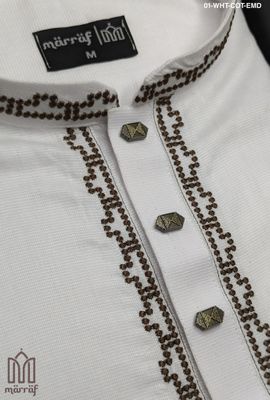 Classic White Cotton Panjabi with Elegant Embroidery_img_7