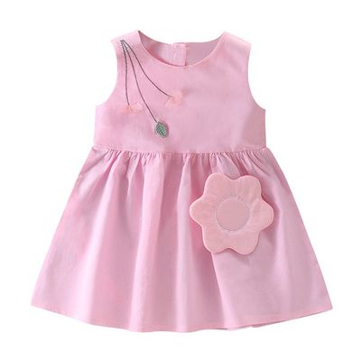 Girls Cotton Summer Dress Sleeveless Vest Beach Princess Skirt Cute Floral Print Soft Fabric_img_1