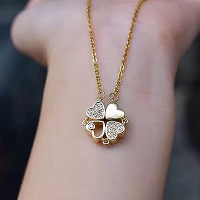 Love Heart Magnetic Pendant Chain Necklace_img_3