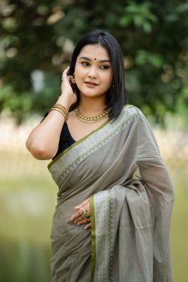 Handloom Ash colour saree_img_0