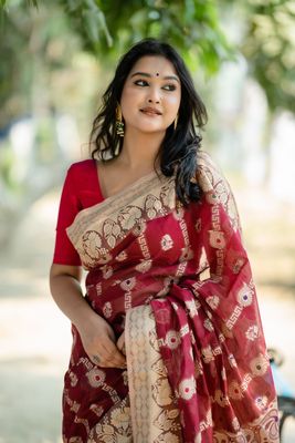 Handloom maroon colour full body work saree_img_0