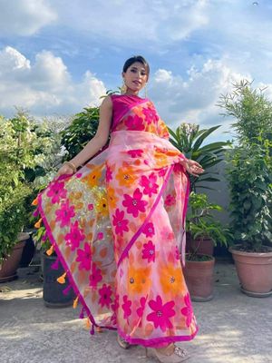 হ্যান্ড প্রিন্ট হাফ সিল্ক শাড়ি_img_3
