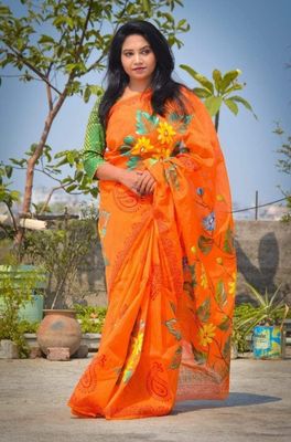 হ্যান্ড প্রিন্ট হাফ সিল্ক শাড়ি_img_5