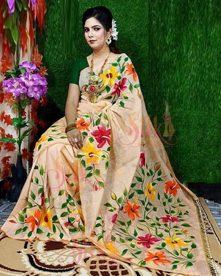 হ্যান্ড প্রিন্ট হাফ সিল্ক শাড়ি_img_13