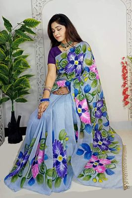 হ্যান্ড প্রিন্ট হাফ সিল্ক শাড়ি_img_15