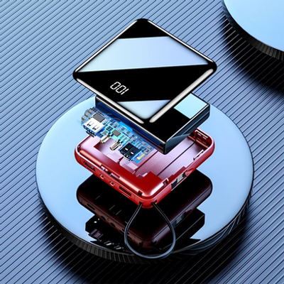 20000mAh Mini Power Bank Built-in 4 Cables Fast Charging Backup External Battery_img_1