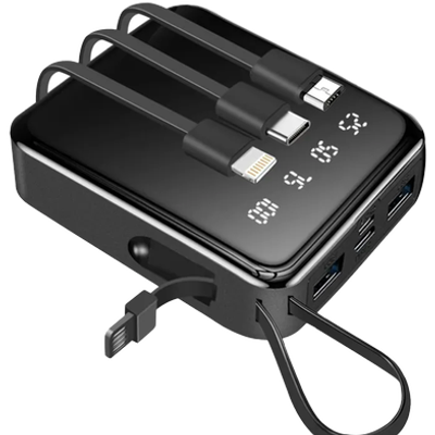 20000mAh Mini Power Bank Built-in 4 Cables Fast Charging Backup External Battery_img_4
