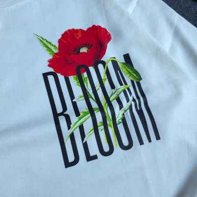 BLOOM (Poppy Flower) 🥀 - Premium Oversized Drop Shoulder T-shirt_img_1