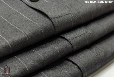 Sleek Black Panjabi with Silver Stripes: Marraf's Modern Elegance
