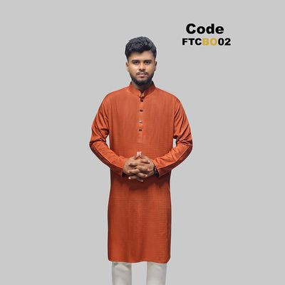প্রিমিয়াম চিনিগুড়া সলিড পাঞ্জাবি/ কালার > Tiger Orange_img_0