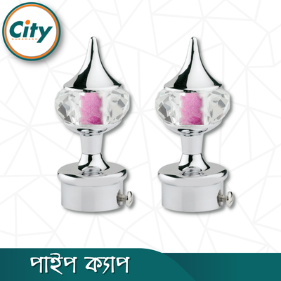 ১ জোড়া (২ পিস) সিপি পালিশ করা ক্রিস্টাল মিনার পর্দার পাইপ কভার পাইপ ক্যাপ ১ ইঞ্চি পাইপের জন্য পর্দা সজ্জা মিনার_img_4