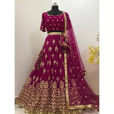 রেডিমেড জর্জেট এমব্রয়ডারি পার্টি ড্রেস_img_0