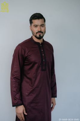 Elegant Maroon Embroidered Panjabi_img_0
