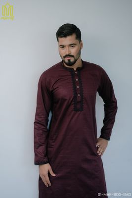 Elegant Maroon Embroidered Panjabi_img_4