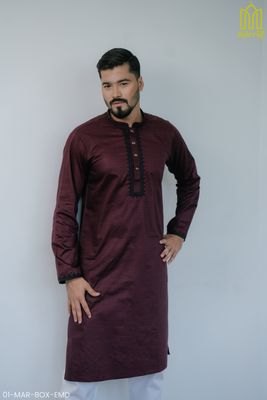 Elegant Maroon Embroidered Panjabi_img_3