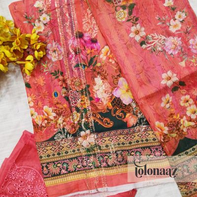Mashaal Cotton 3 Piece (Red)