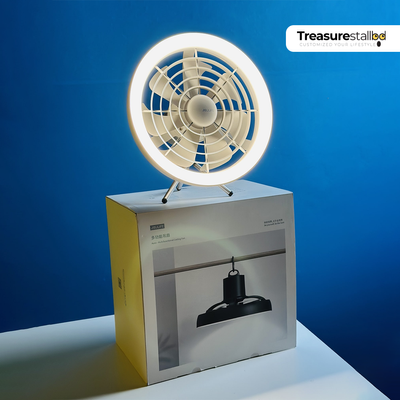 JISULIFE FA17 Rechargeable Fan with LED Light & Tripod – White | Portable Cooling Solution_img_5