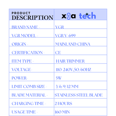 VGR V-699 Cord and Cordless Hair Clipper and professional trimmer for Salon_img_6
