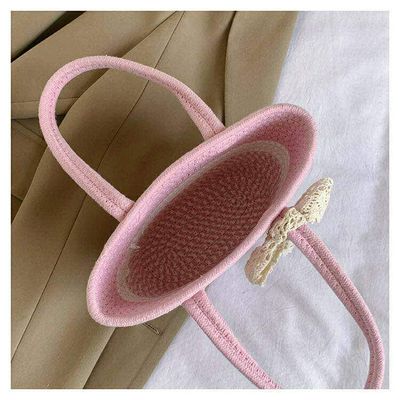 Korean style Woven Handbags with lace bow🌷✨_img_2