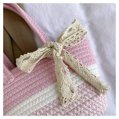 Korean style Woven Handbags with lace bow🌷✨_img_5