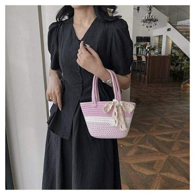 Korean style Woven Handbags with lace bow🌷✨_img_6