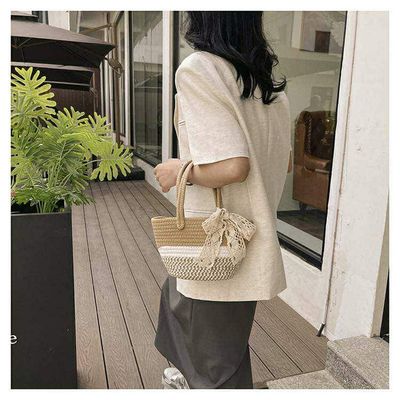 Korean style Woven Handbags with lace bow🌷✨_img_7