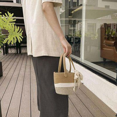 Korean style Woven Handbags with lace bow🌷✨_img_9